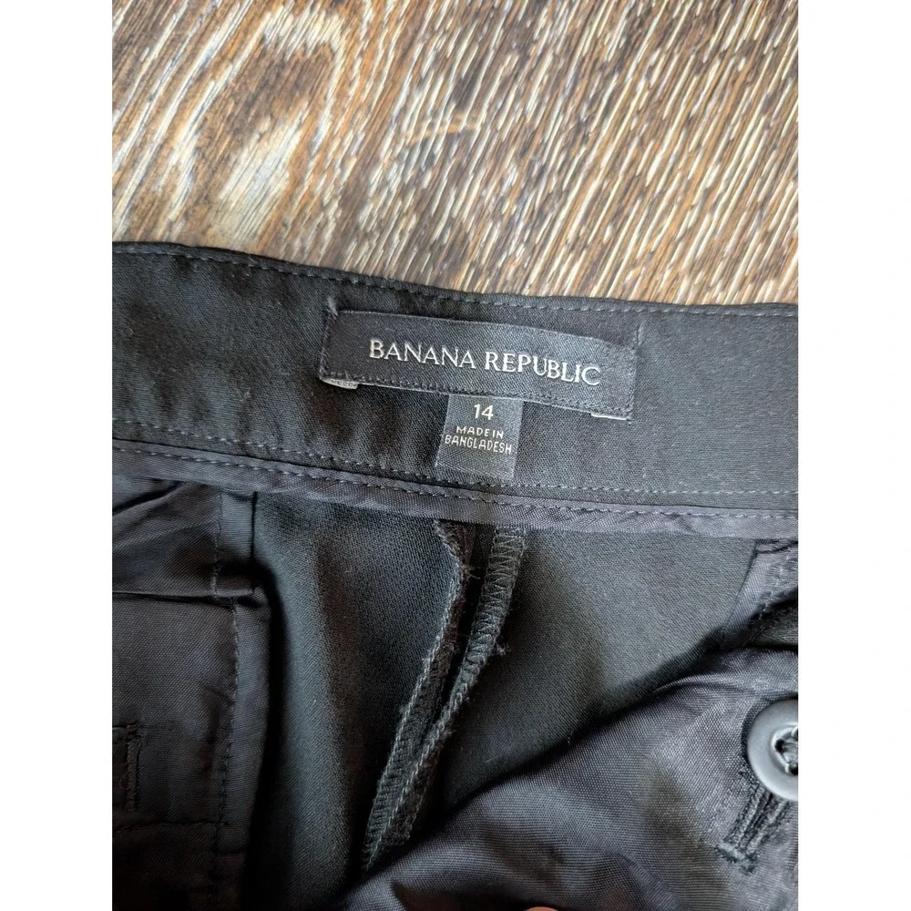 Banana‎ Republic Pants Womens 14 Black Crepe Tapered Dress Ruffle Stretch Zip